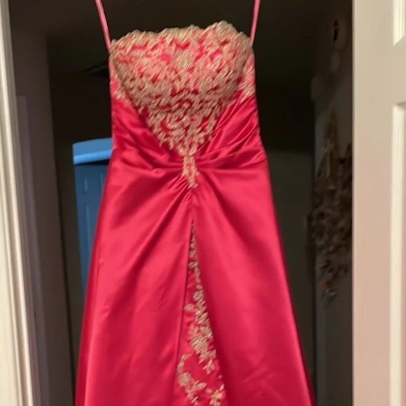 open lace back dress Black And Rose Gold Prom Dress – Annahandbridal